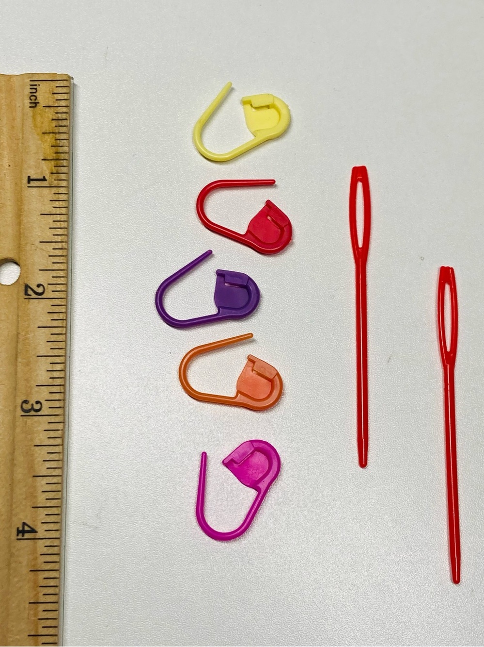5 for $10: 5 Colorful Stitch Markers and 2 Plastic Sewingβ Needles Bright Colors